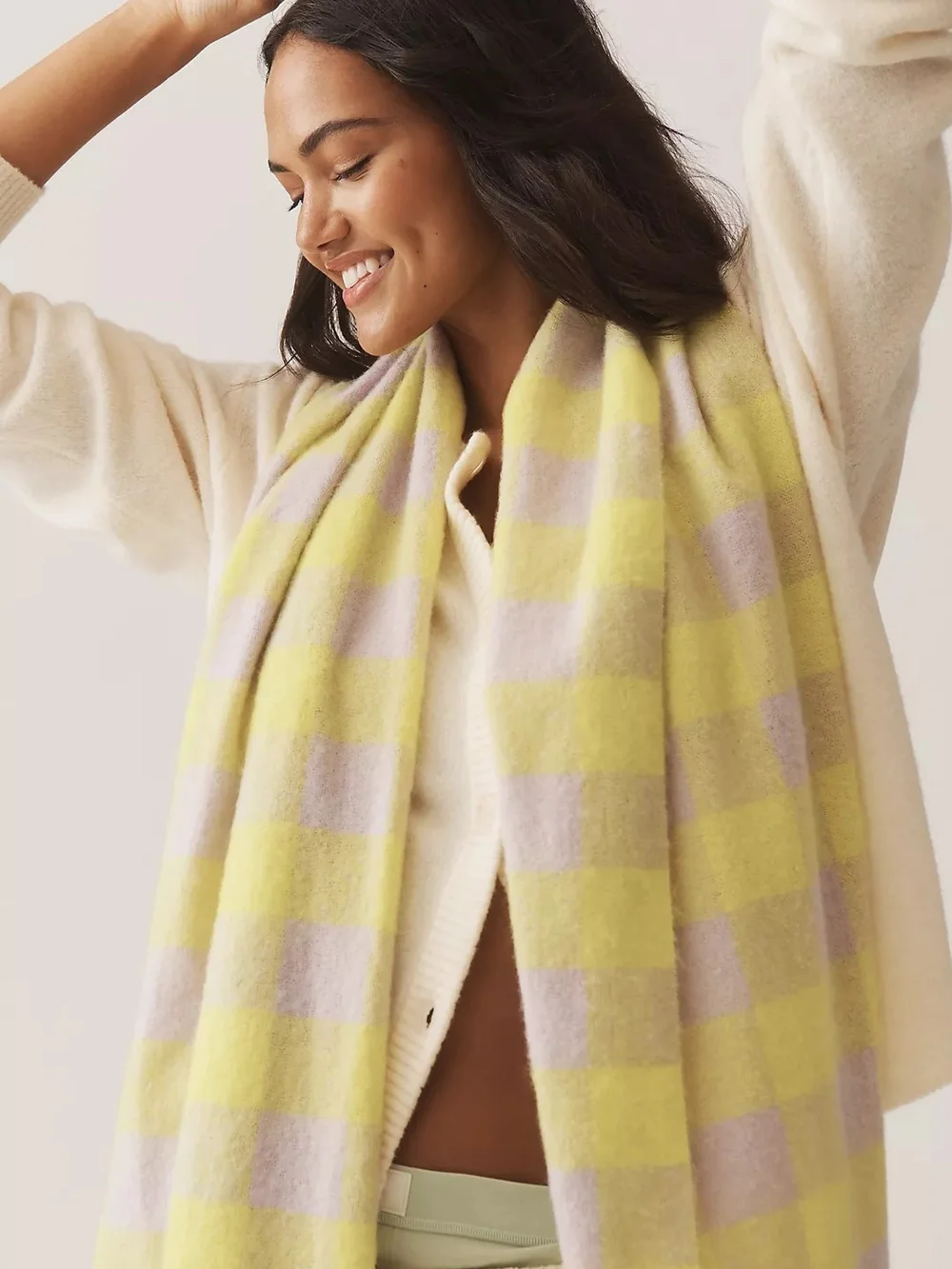 Maeve Brushed Gingham Scarf New Without Tags